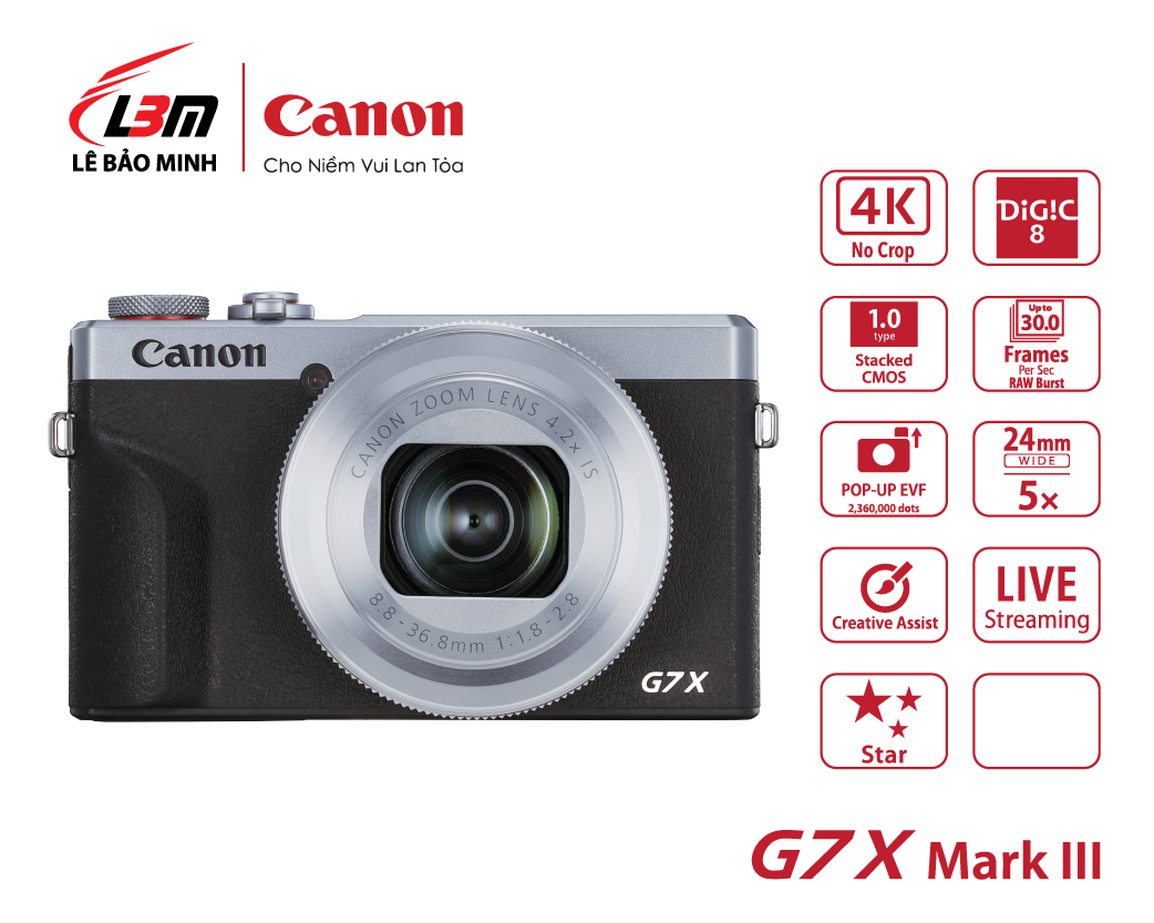 Máy ảnh Canon Powershot G7X Mk III BK/SIL (Đen/Bạc)