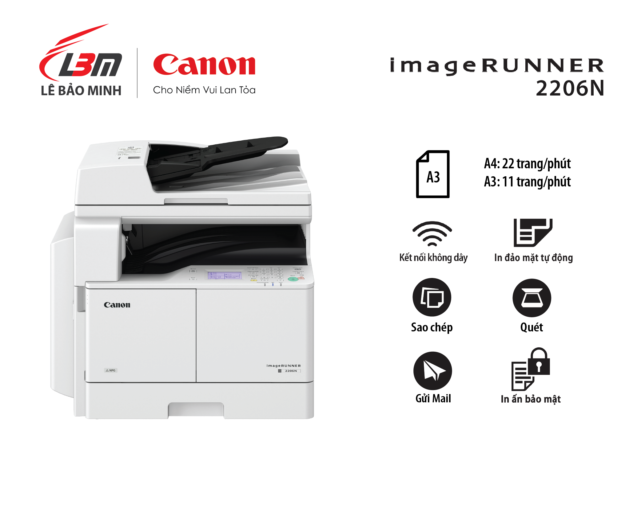 iR 2206N Máy in laser Canon đa năng