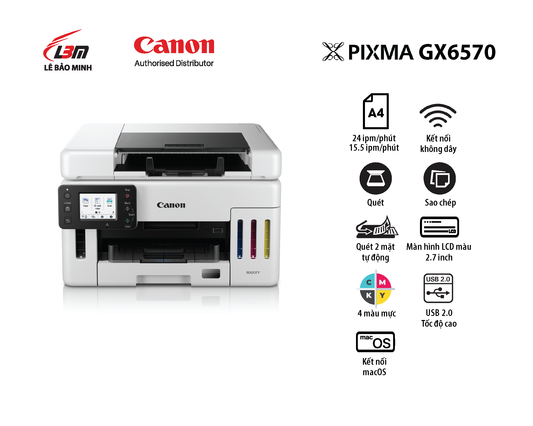 Maxify GX6570 Máy in Phun liên tục Canon đa năng