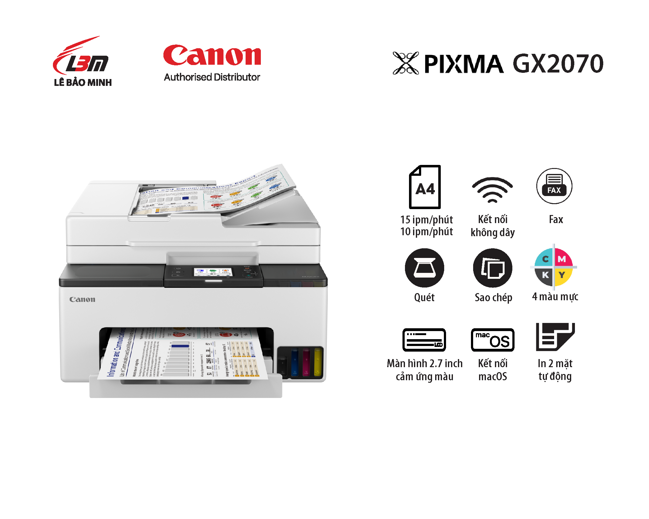 Maxify GX2070 Máy in Phun liên tục Canon đa năng