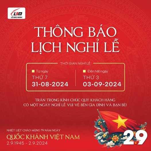 [NEWS] THÔNG BÁO LỊCH NGHỈ LỄ QUỐC KHÁNH 2/9