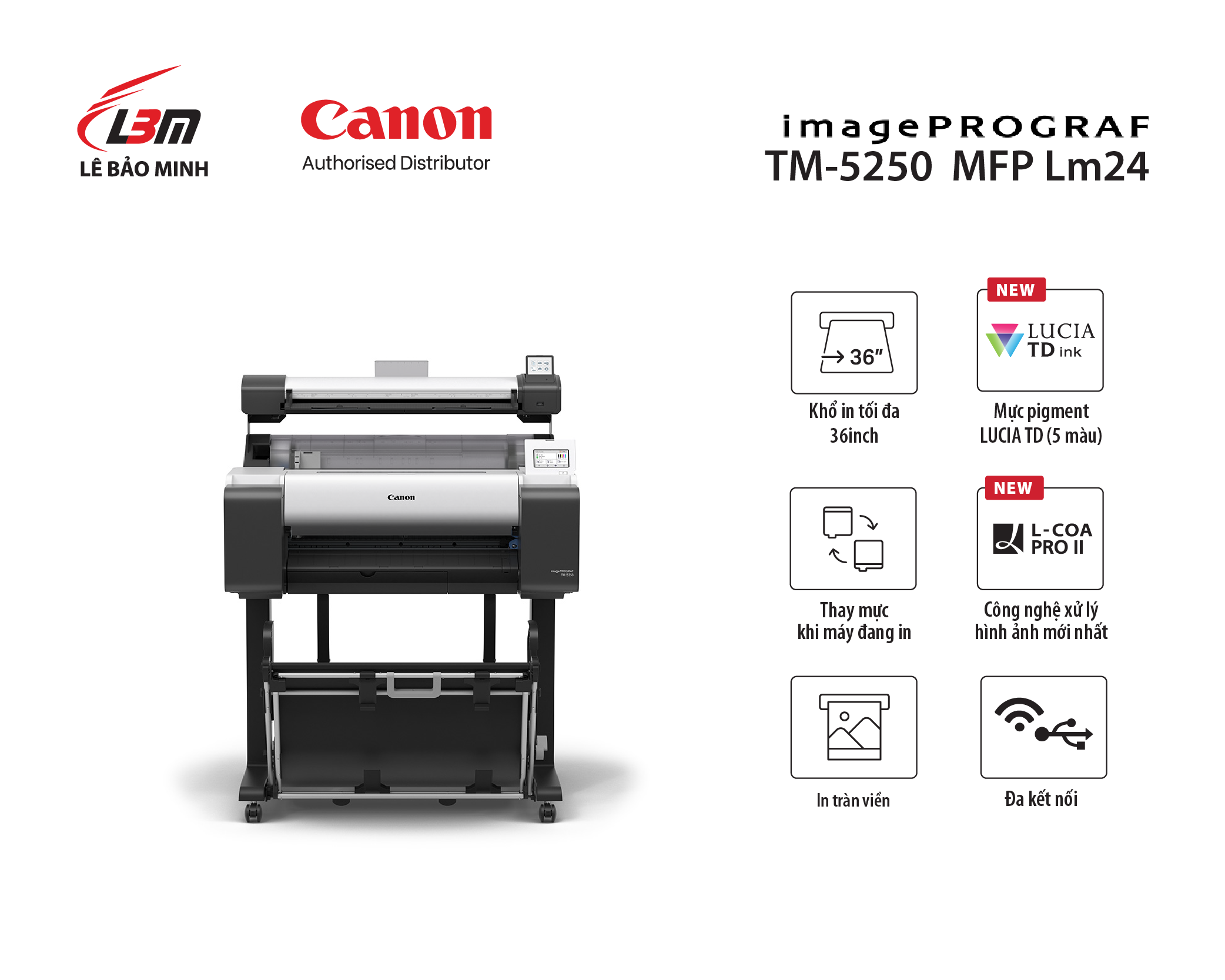 Bộ máy photocopy khổ lớn Canon TM-5250 MFP Lm24